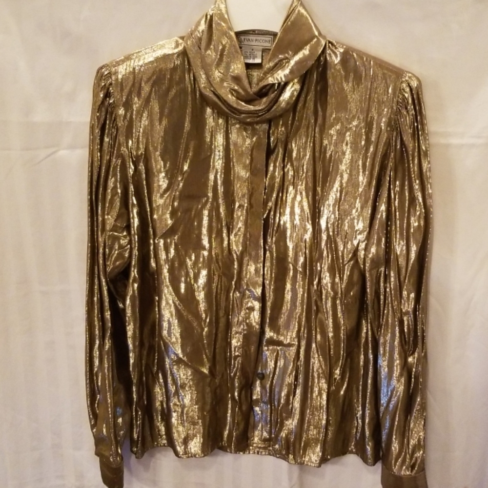 Gold Lame Blouse by Evan Picone